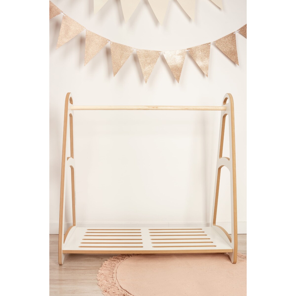 MINI garderoba szafa wieszak montessori + 5 drewnianych wieszaczków