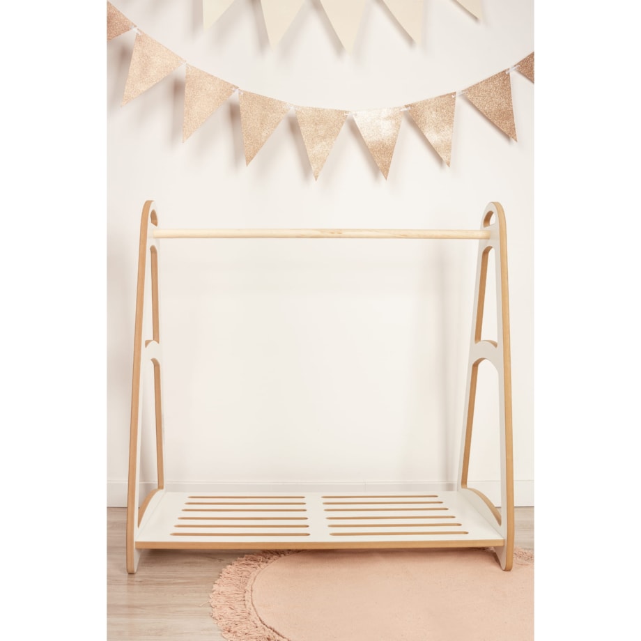 MINI garderoba szafa wieszak montessori + 5 drewnianych wieszaczków