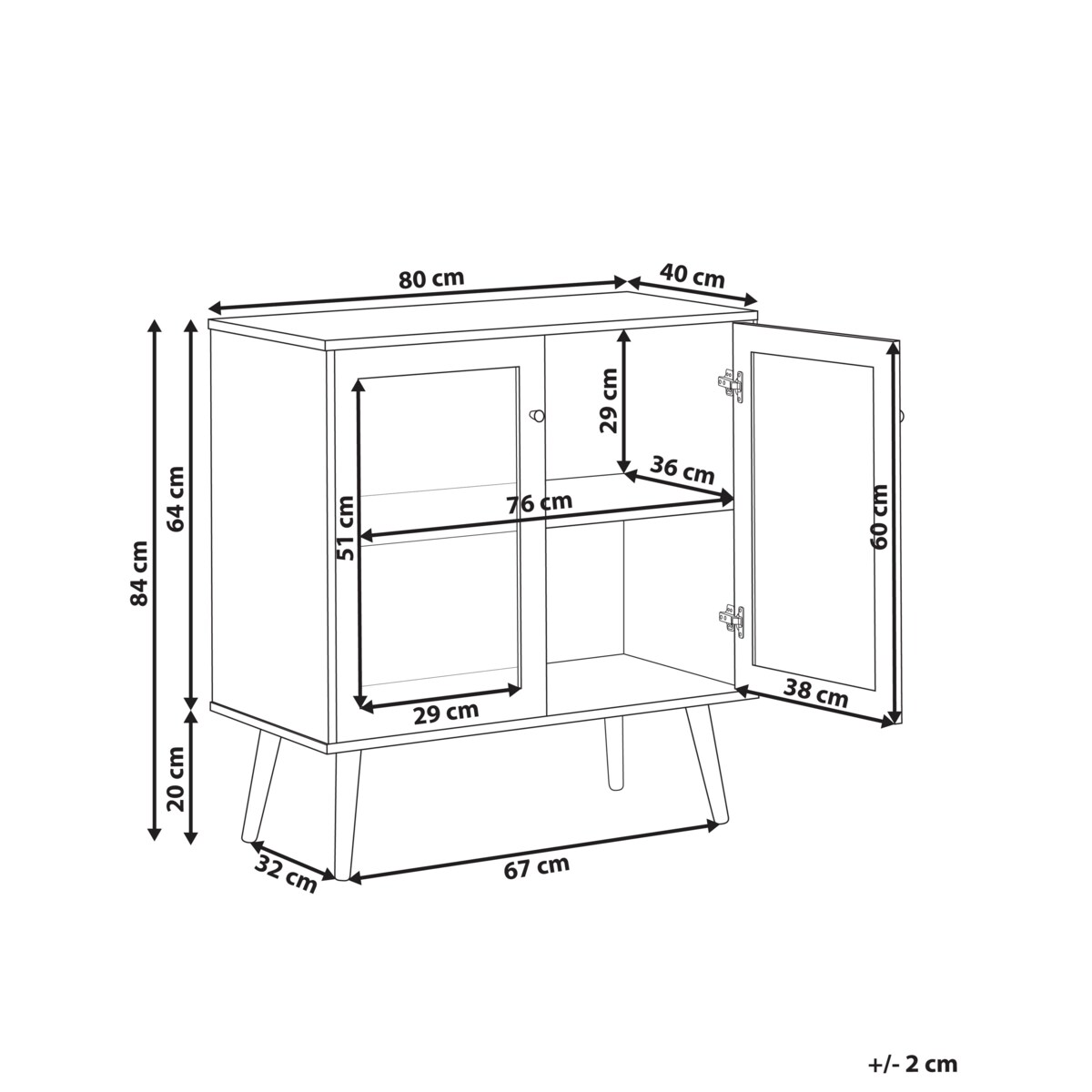 Komoda dwudrzwiowa ALBANY 80 cm 40 cm Jasnobrązowy