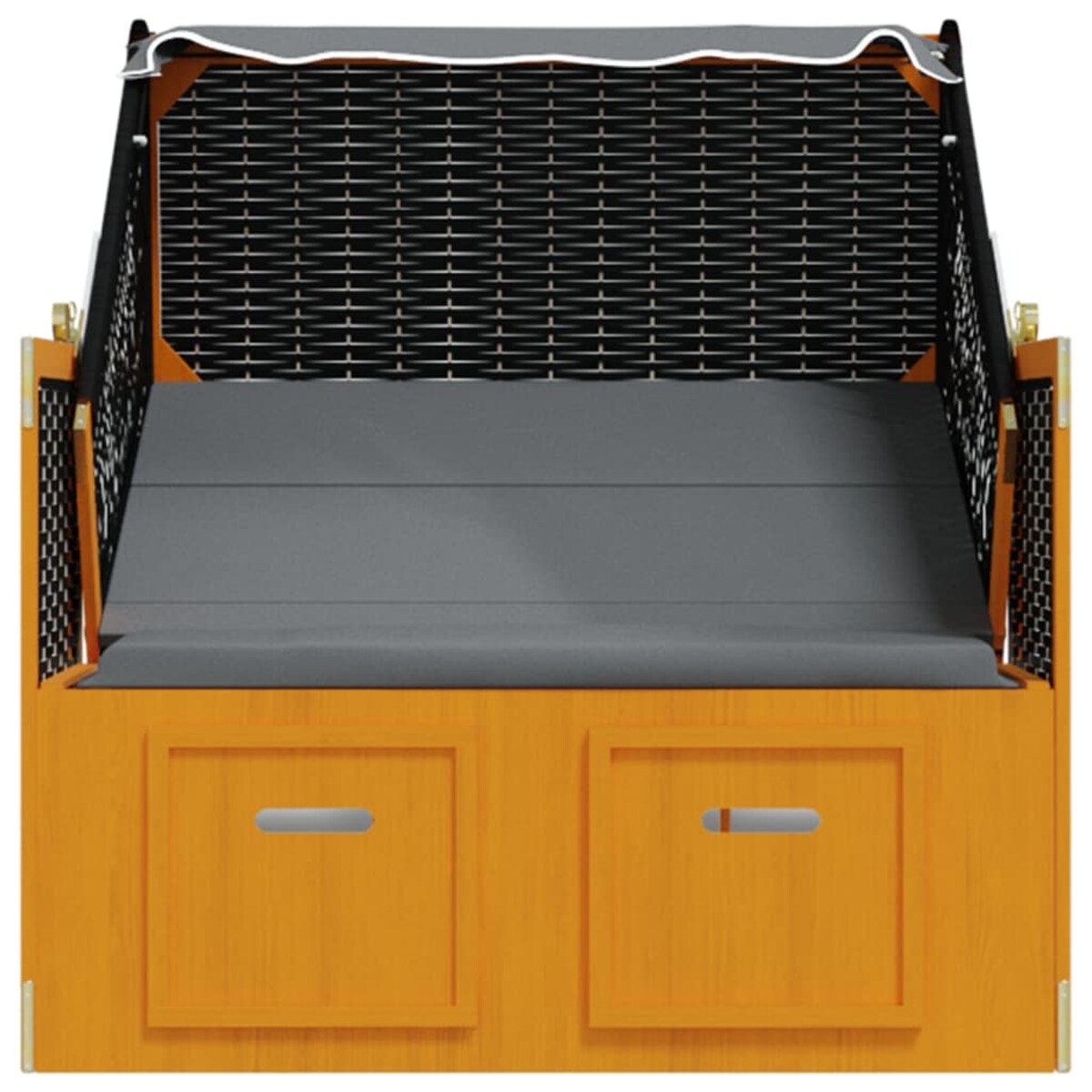 vidaXL Kosz plażowy z zadaszeniem, rattan PE i drewno, czarny/antracyt