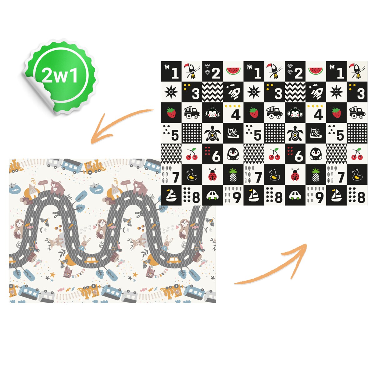 Mata piankowa edukacyjna składana dla dzieci 150x200 pianka xpe Nukido