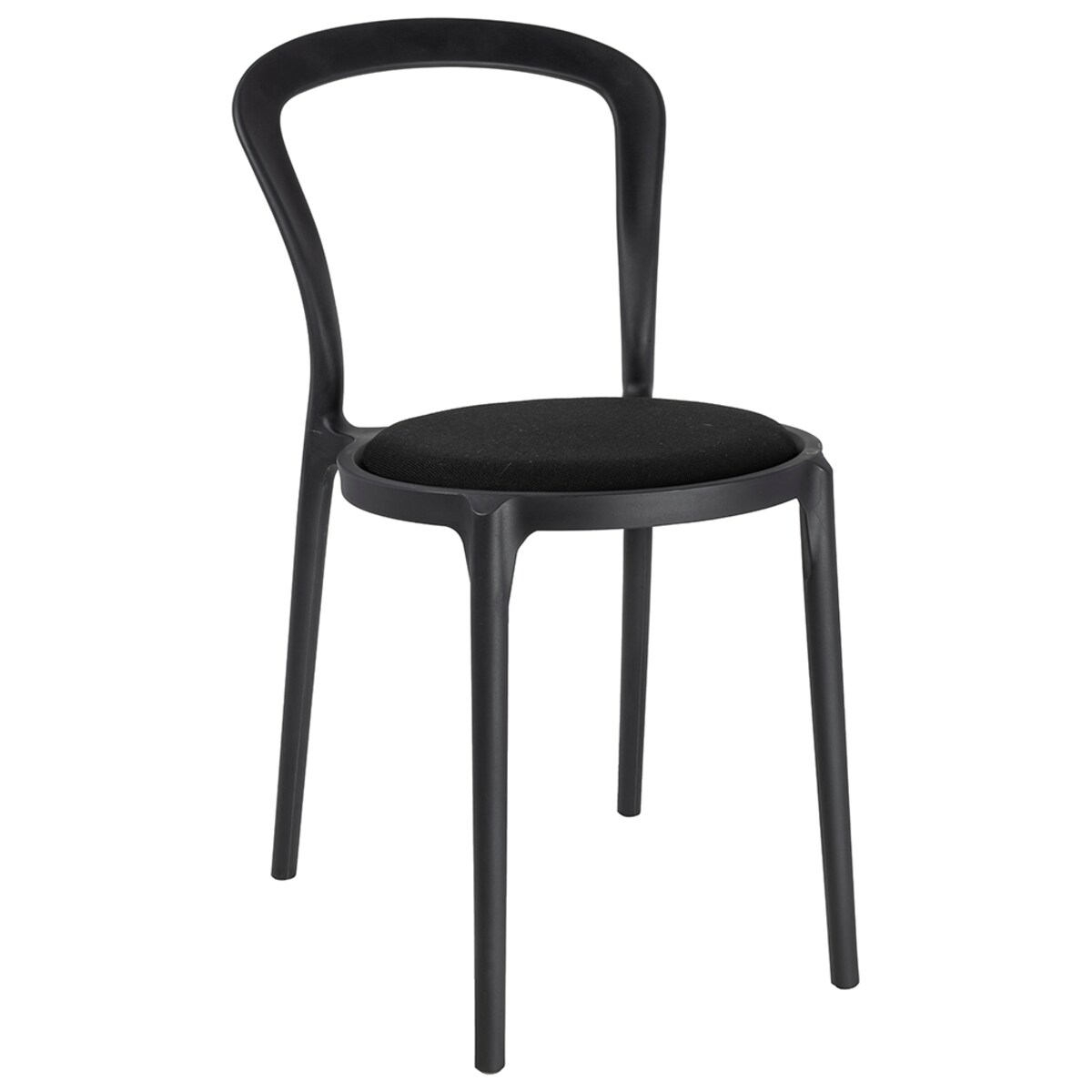 Zestaw 4 krzeseł do jadalni SLIM czarny - polipropylen, tkanina