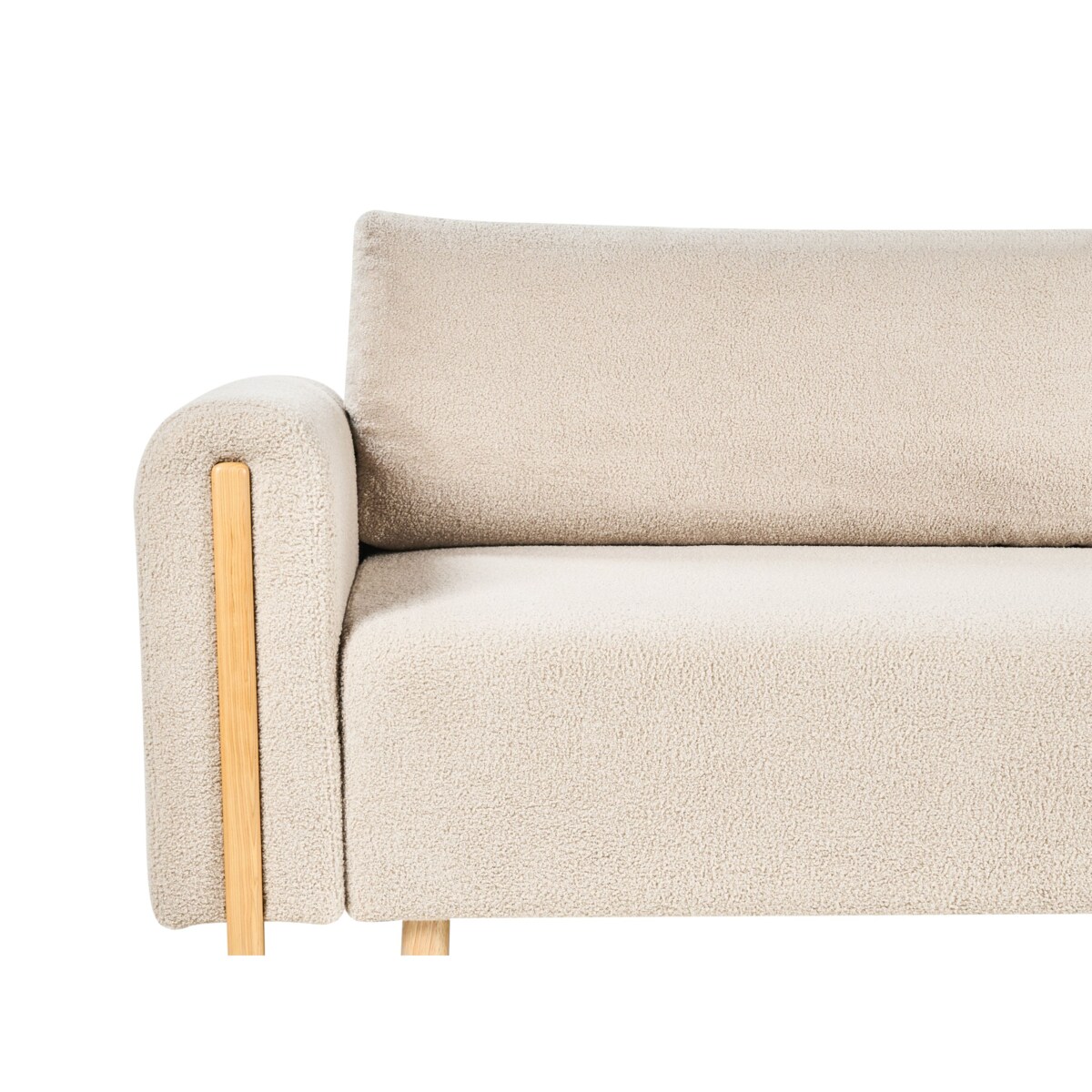 Sofa rozkładana dla 3 osób KVAM Boucle Beżowy ze schowkiem