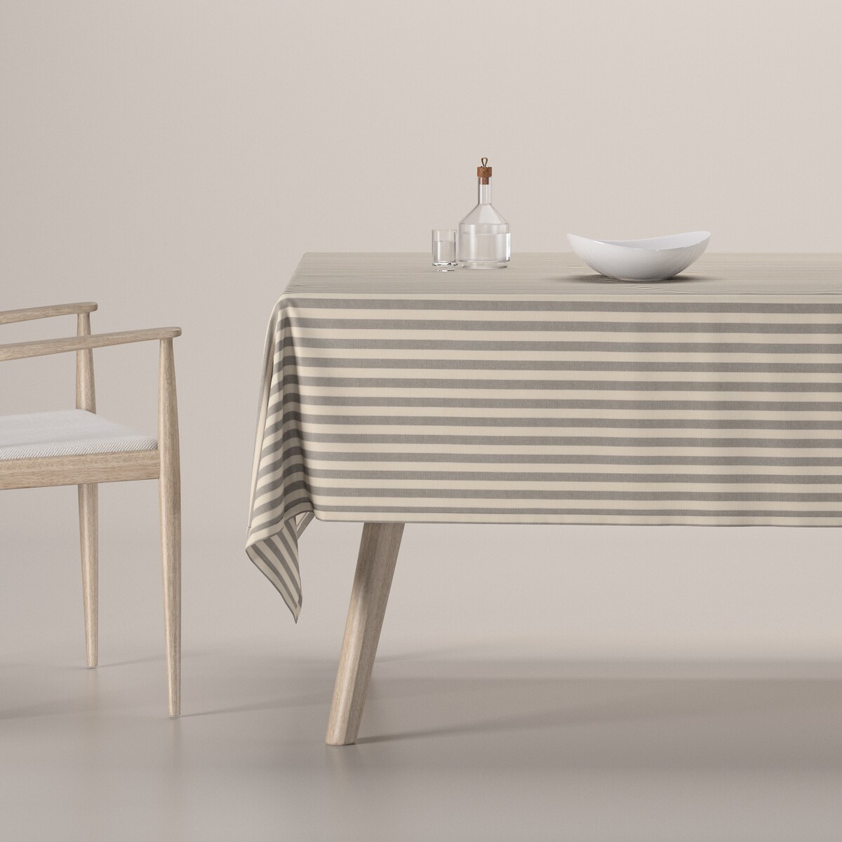 Obrus prostokątny 130 x 210 cm szaro-białe pasy (1,5cm)