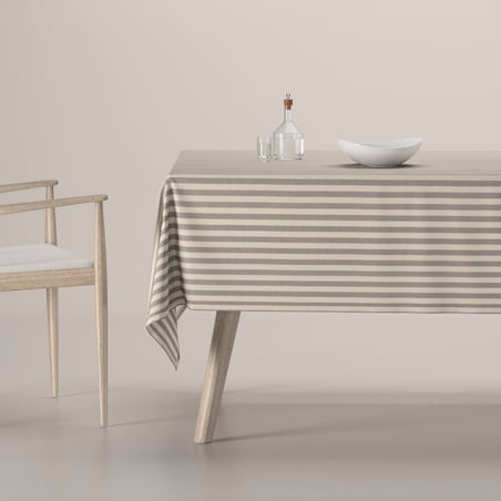 Obrus prostokątny 130 x 210 cm szaro-białe pasy (1,5cm)
