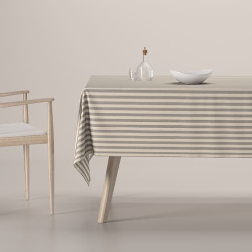 Obrus prostokątny 130 x 210 cm szaro-białe pasy (1,5cm)