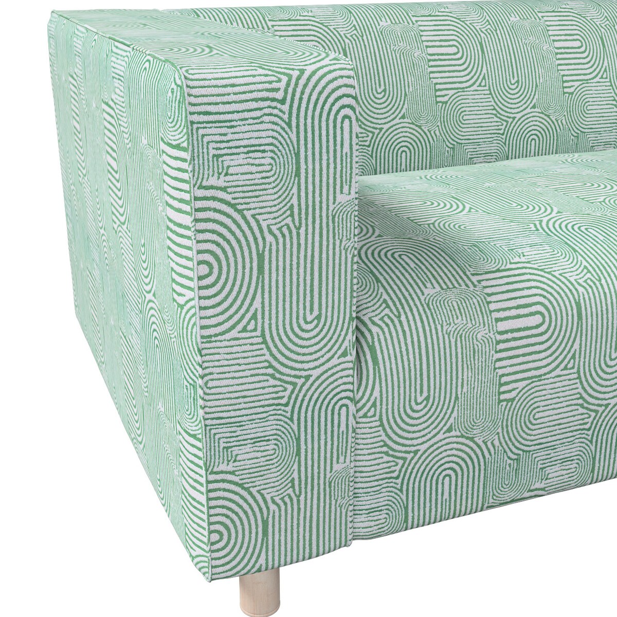 Pokrowiec na sofę Klippan 2-osobową, miętowe łuki na kremowym tle, 177 x 88 x 66 cm, Cosy Home