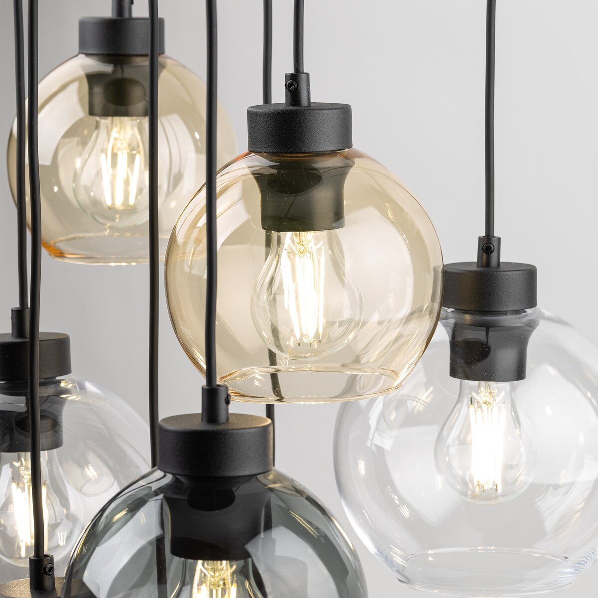 Lampa Wisząca Tk Lighting Cubus Mix 9 Kloszy Szary Bursztyn