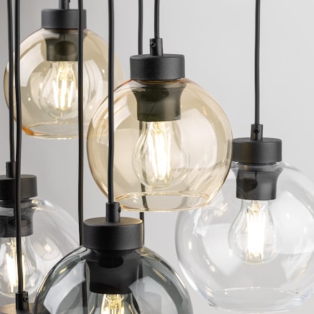 Lampa Wisząca Tk Lighting Cubus Mix 9 Kloszy Szary Bursztyn