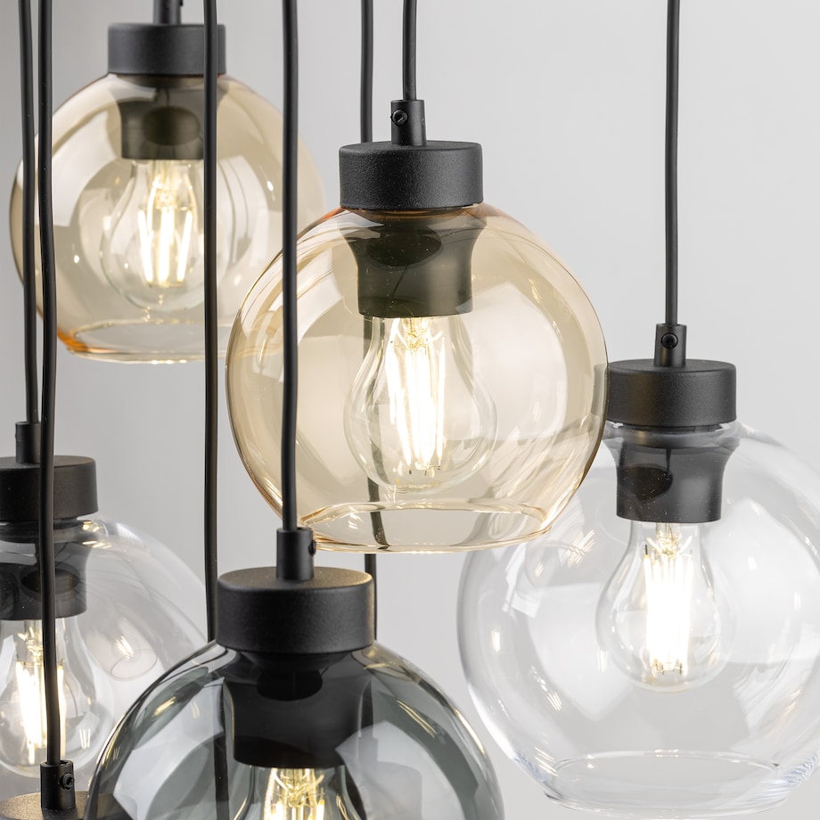 Lampa Wisząca Tk Lighting Cubus Mix 9 Kloszy Szary Bursztyn