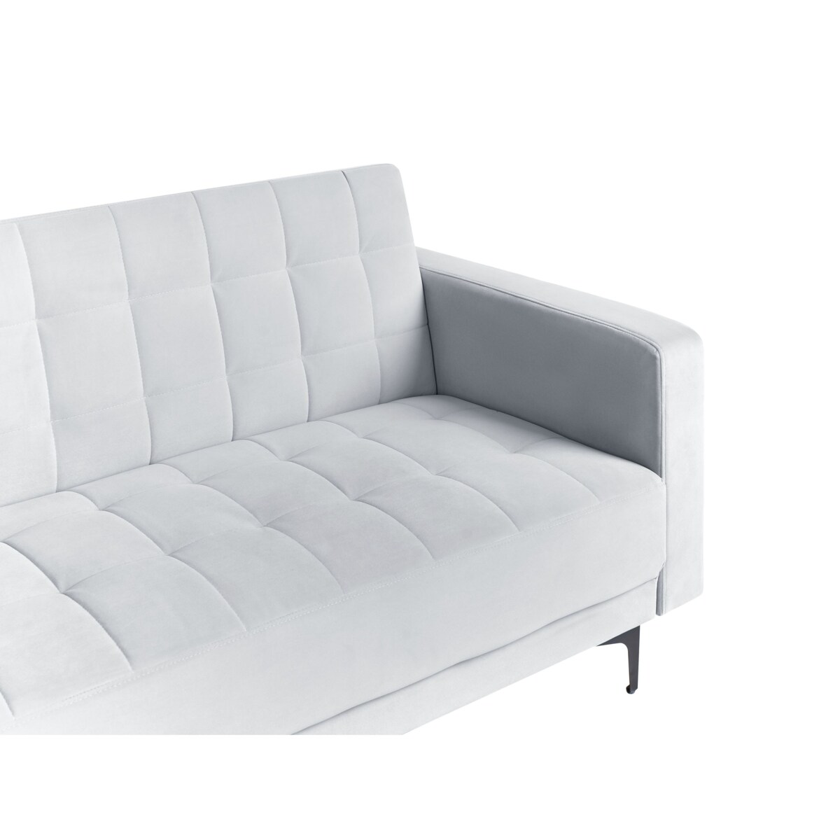 Sofa prawostronna rozkładana welurowa jasnoszara ABERDEEN