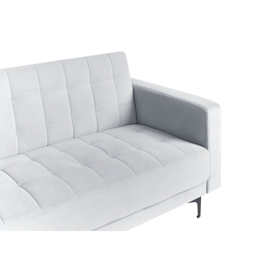 Sofa prawostronna rozkładana welurowa jasnoszara ABERDEEN