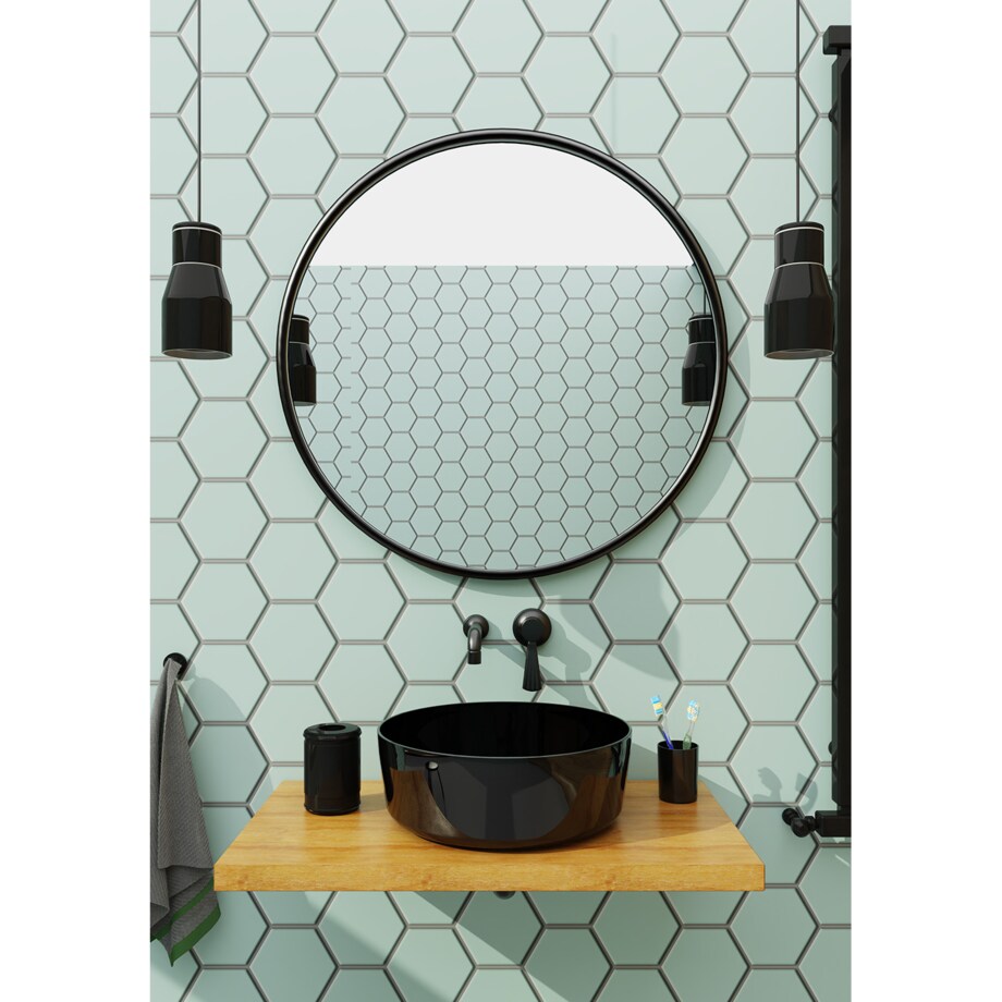 Lustro okrągłe LED z poświatą – czarne - 70 cm