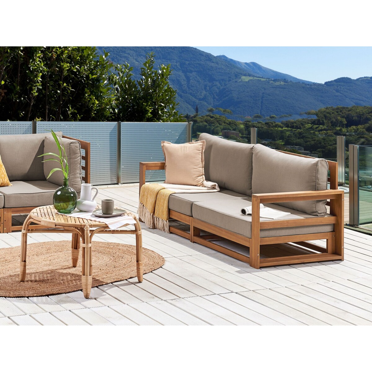 Sofa ogrodowa z-certyfikowanego-drewna-akacjowego 2-osobowa jasna TIMOR II