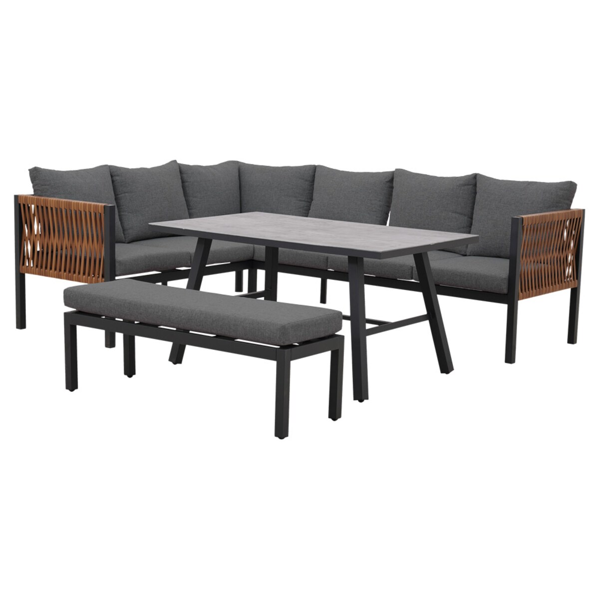 Zestaw mebli ogrodowych, jadalnianych Texas z narożnikiem szary