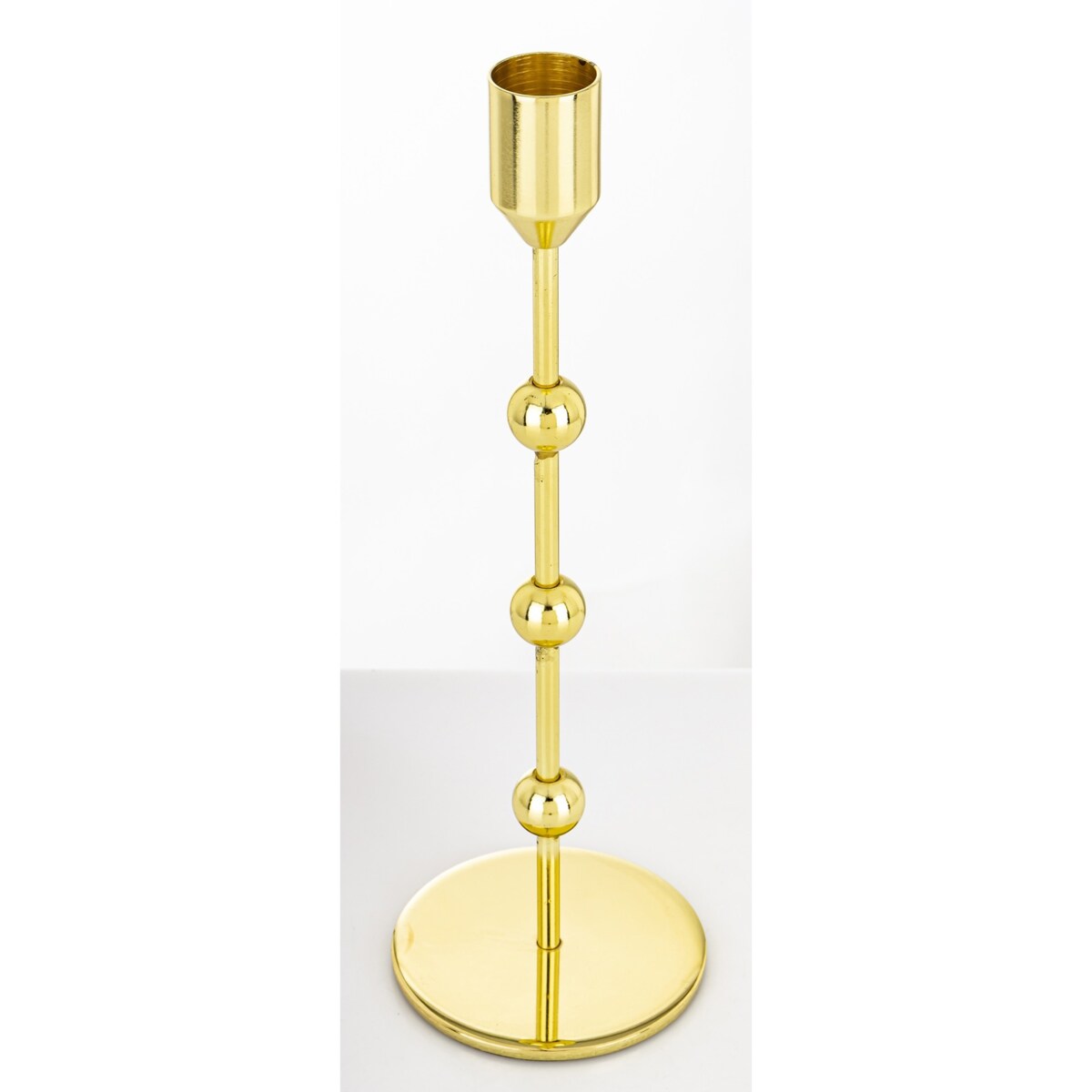 Świecznik metalowy złoty 24x8 x8 cm SOTILLE z 3 kulkami