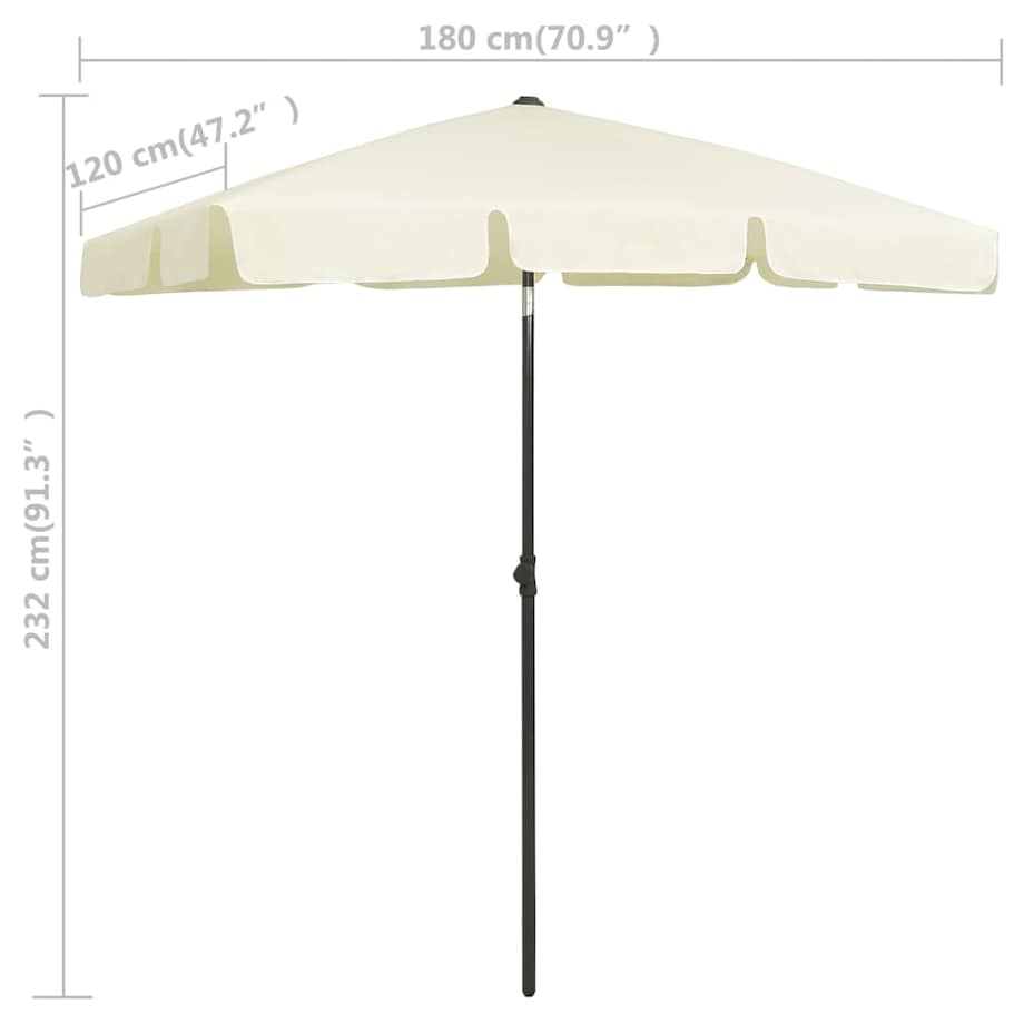 vidaXL Parasol plażowy, piaskowy żółty, 180x120 cm