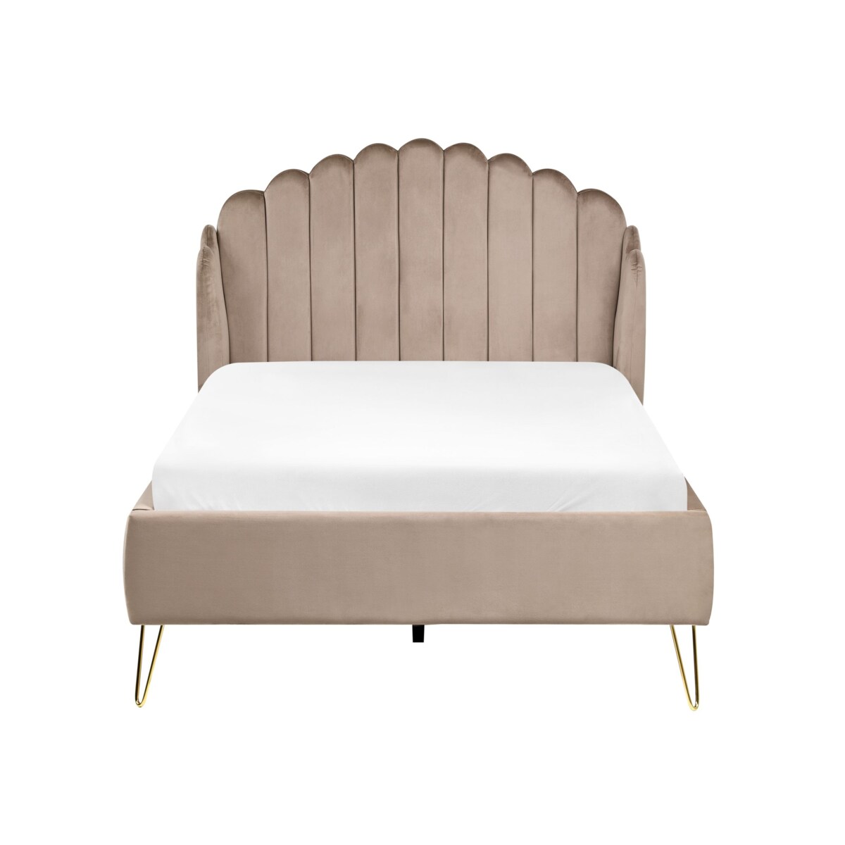 Łóżko Welur AMBILLOU 120 x 200 cm Beżowoszary