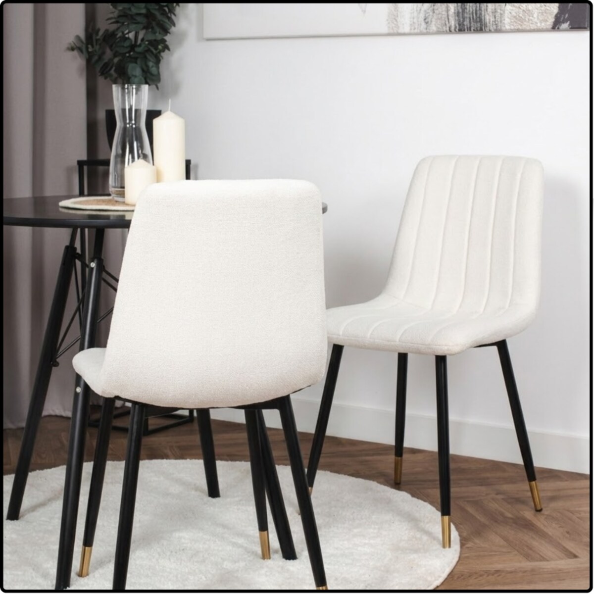 Krzesło pikowane z tkaniny tapicerowane metalowe nogi do jadalni salonu