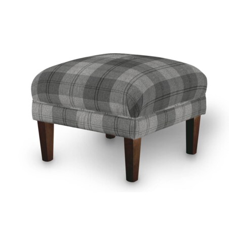 Podnóżek do fotela, krata szaro-grafitowa, 56 x 56 x 40 cm, Edinburgh