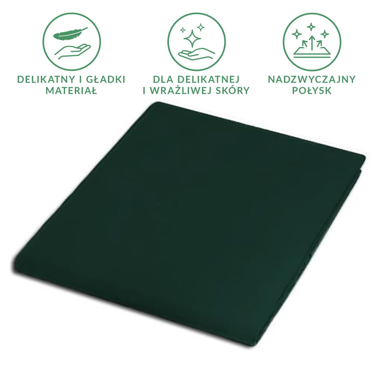 Prześcieradło satynowe bez gumki 160x220 kolor butelkowa zieleń
