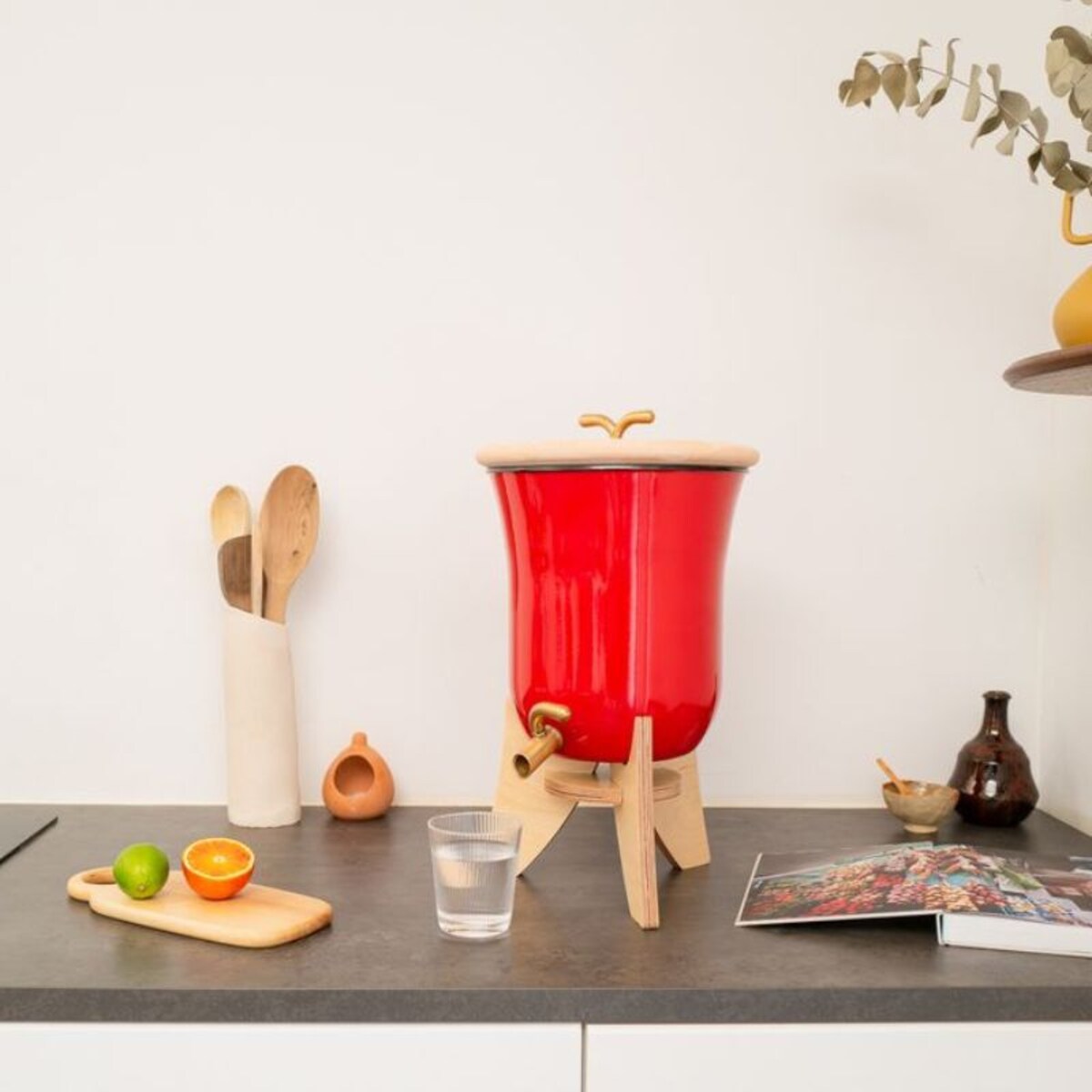 Francuski ceramiczny filtr do wody Volkao Le Magma – czerwony
