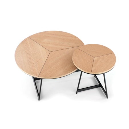 STOLIK KAWOWY Annaba z MDF-u OKRĄGŁY 80/41 cm dąb/czarny