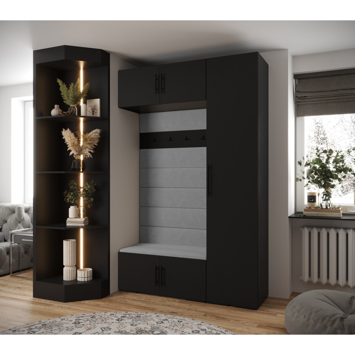 Garderoba do przedpokoju INOVA 3 Z19 czarny+czarny+manila16