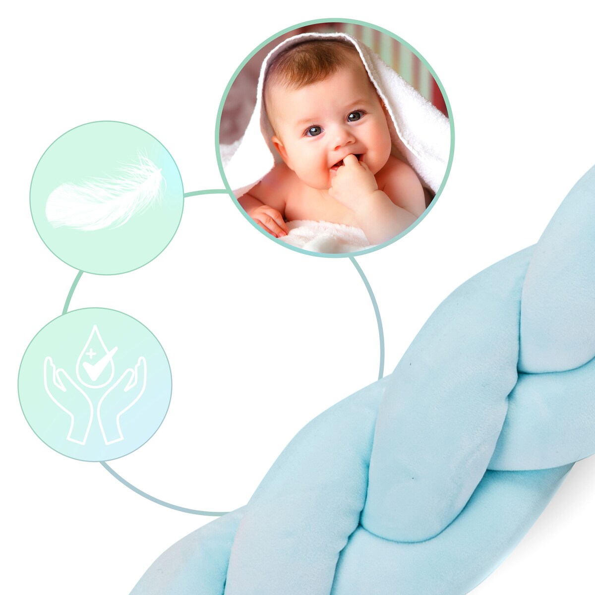 Ochraniacz do łóżeczka warkocz otulacz pleciony 3m Ricokids