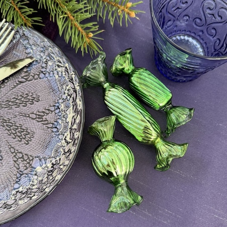 VILLA ITALIA Bombka szklana CUKIEREK green 8 cm