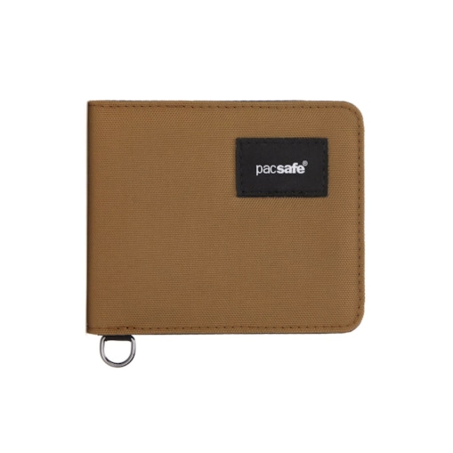 Podwójny portfel antykradzieżowy z systemem RFIDsafe - brązowy