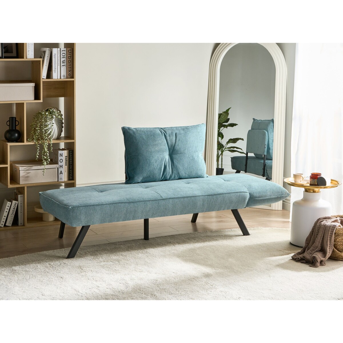 Szezlong prawostronny ROCAMADOUR Błękitny