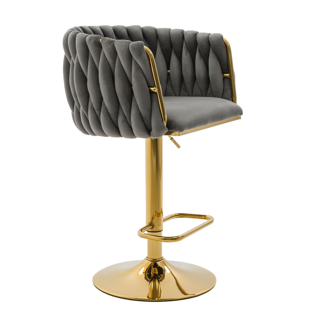 Hoker do kuchni krzesło regulowane do jadalni plecione oparcie ROSA GOLD