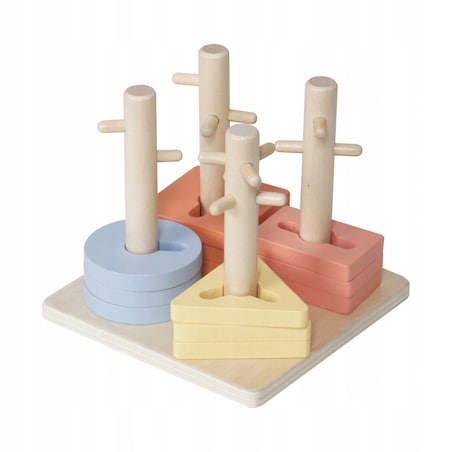 Układanka Montessori GrowPlay - drewniany sorter, kształty, nauka liczenia i kolorów, labirynt, zestaw edukacyjny