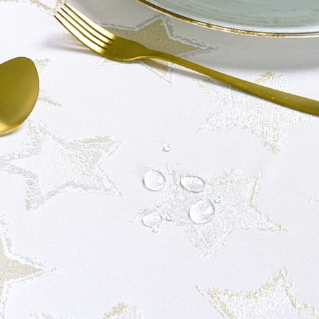 Obrus bożonarodzeniowy Gwiazdki - Srebrno-Złoty Blask - 130x240 cm - wielokolorowy