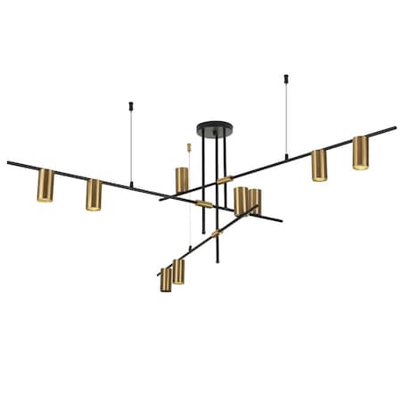 Modernistyczna lampa wisząca ARIZONA LP-074/9PL BK/GD Light Prestige metalowa oprawa metalowe tuby zwis czarny złoty