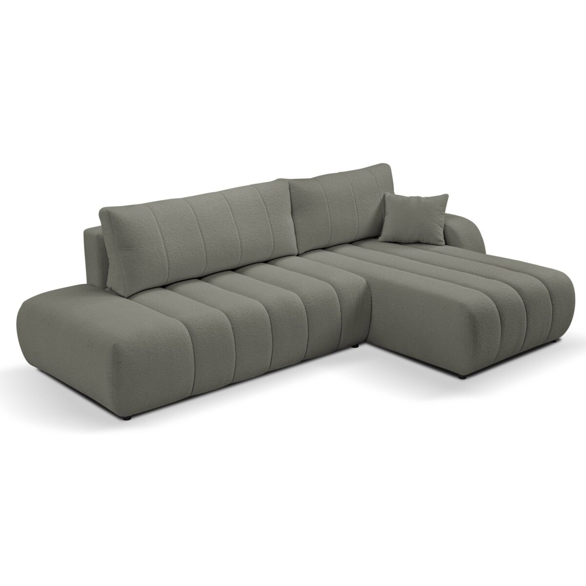 Narożnik z funkcją spania ALOO, prawostronny, tkanina boucle-szara