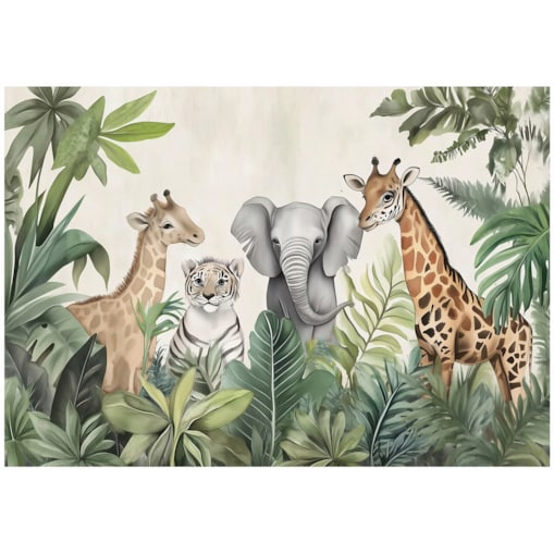 Fototapeta Dla Dzieci Na Flizelinie Dżungla Słoń Zielony 300x210
