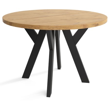 Stół rozkładany okrągły 90/190 - Dąb lancelot+n.czarne