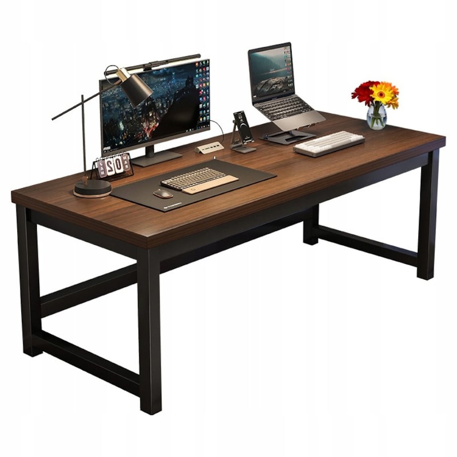 Biurko komputerowe nowoczesne ciemny buk industrialne loft 120 cm gamingowe