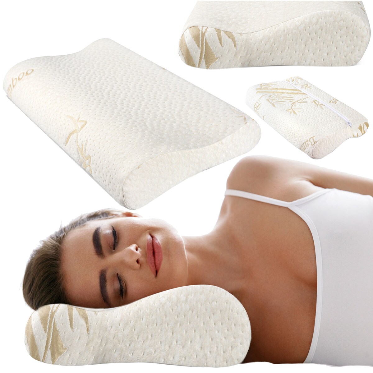 Poduszka Ortopedyczna 50X30 Do Spania Na Boku Brzuchu Na Zamek Profilowana