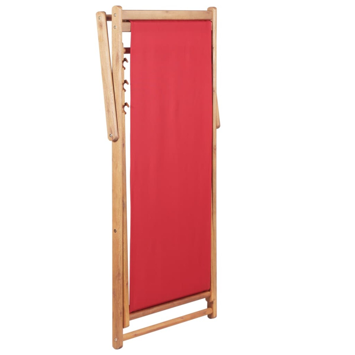 vidaXL Składany leżak plażowy, tkanina i drewniana rama, czerwony