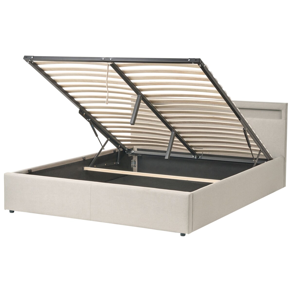 Łóżko LED z pojemnikiem ARMELLE 160 x 200 cm Beżowy