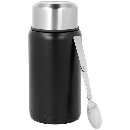 Termos obiadowy 750ml ze składaną łyżeczką na obiad zupę czarny MATOWY BRUNBESTE BB-3571