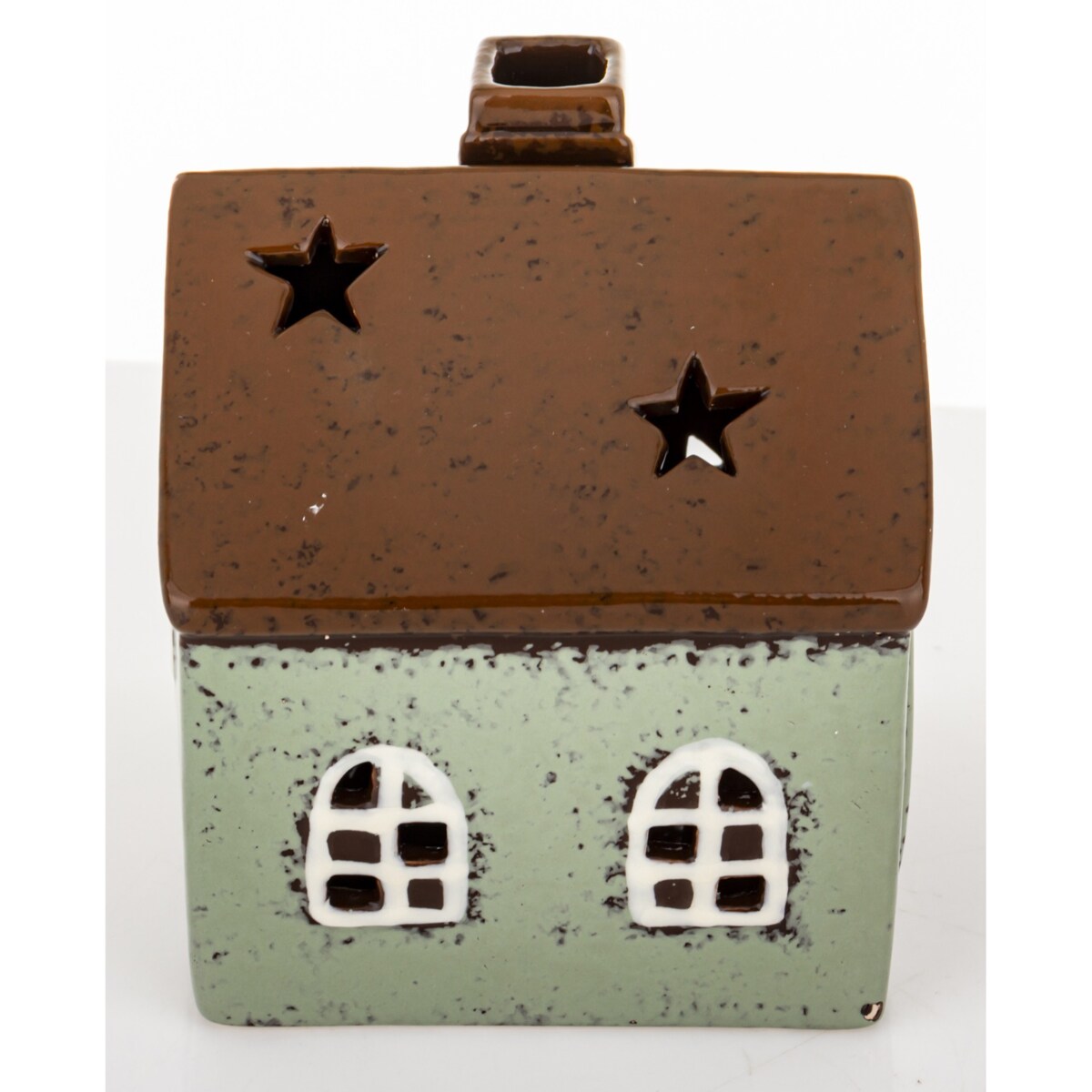 Domek kamionkowy na tea-lighty 13,x11,5x11 cm RUFI niski