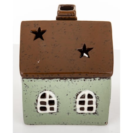 Domek kamionkowy na tea-lighty 13,x11,5x11 cm RUFI niski