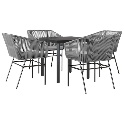 vidaXL 5-częściowy zestaw ogrodowy z poduszkami szary polirattan szkło