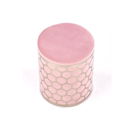 PUFA OKRĄGŁA Amy różowa METALOWA PODSTAWA i dekoracja