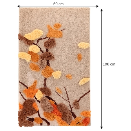 Dywanik łazienkowy Shaggy 3D Gaia 60x100 cm roślinny beżowy