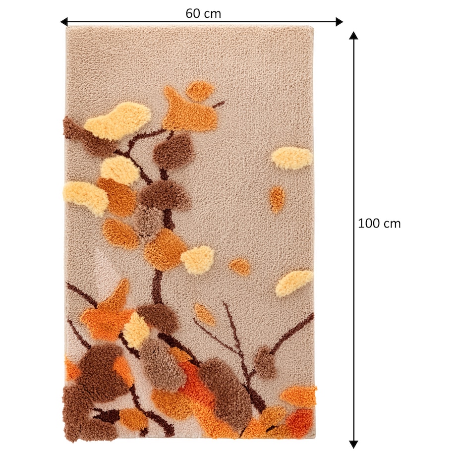 Dywanik łazienkowy Shaggy 3D Gaia 60x100 cm roślinny beżowy